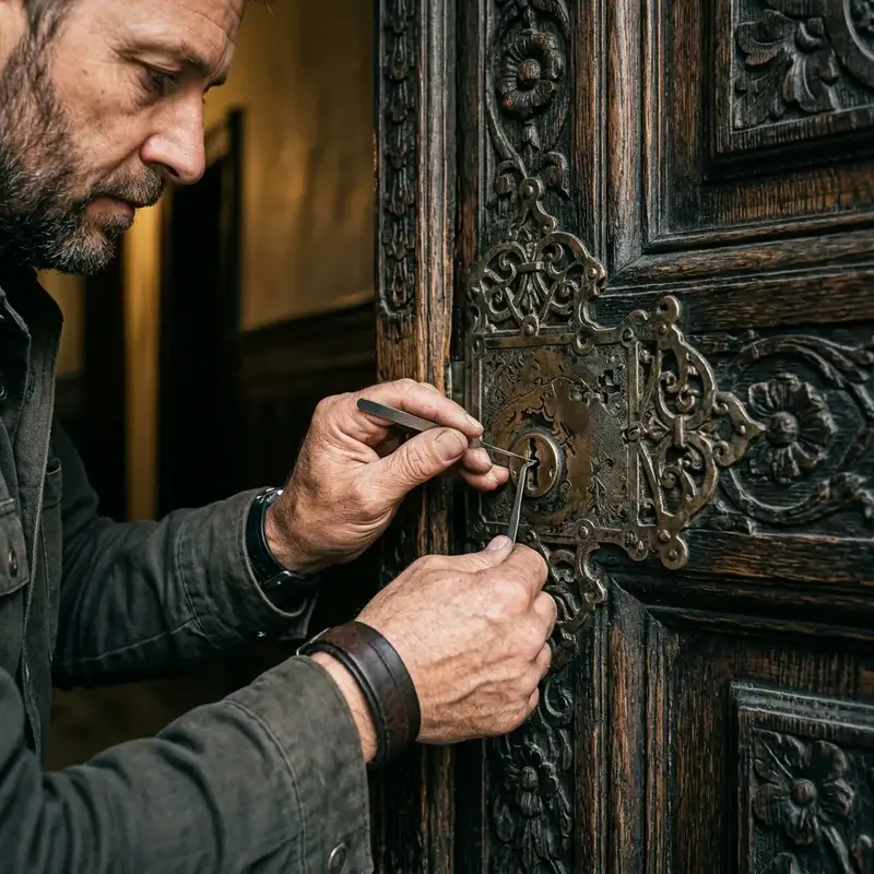 Cerrajero realizando apertura de puerta en Moià