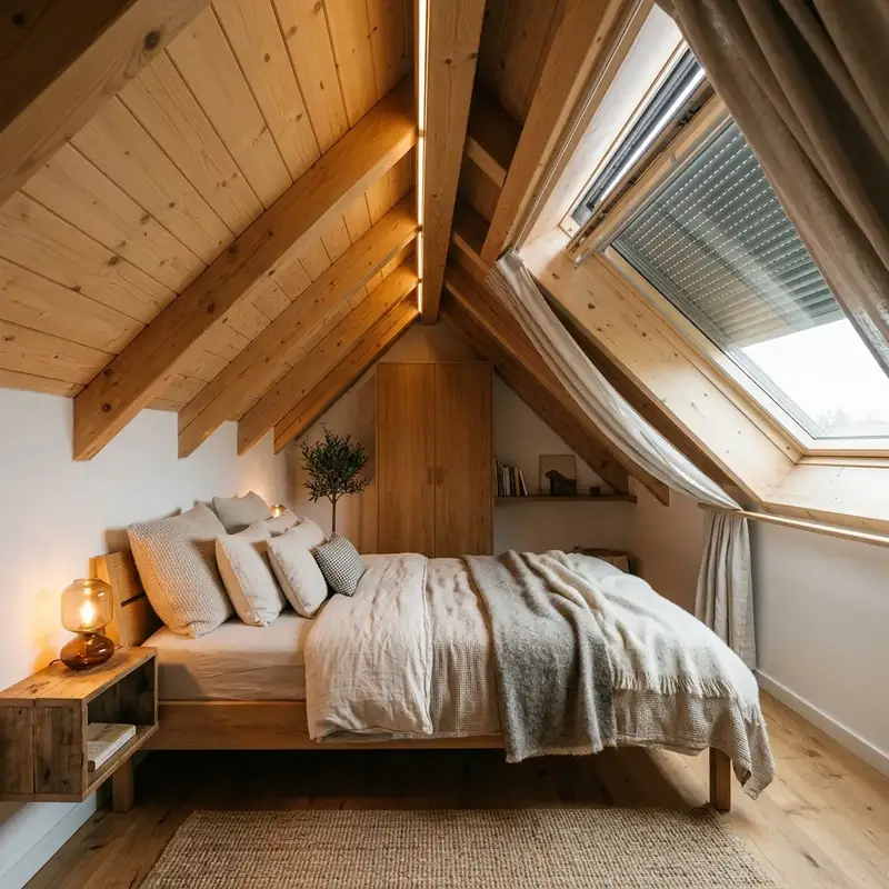 Habitación de buhardilla moderna y segura con persiana de aluminio exterior