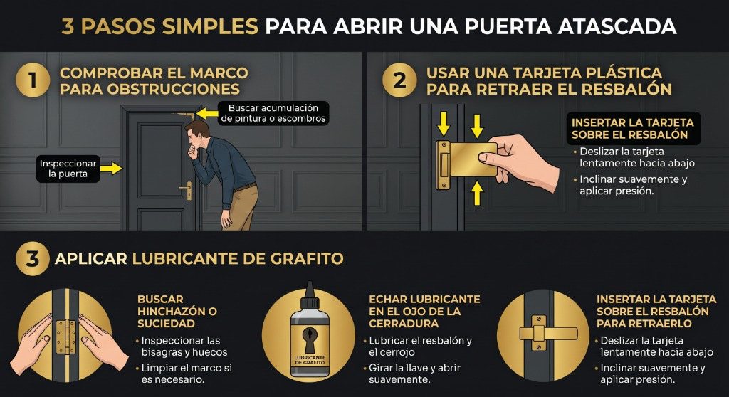 InfografÃa: 3 pasos para abrir una puerta atascada