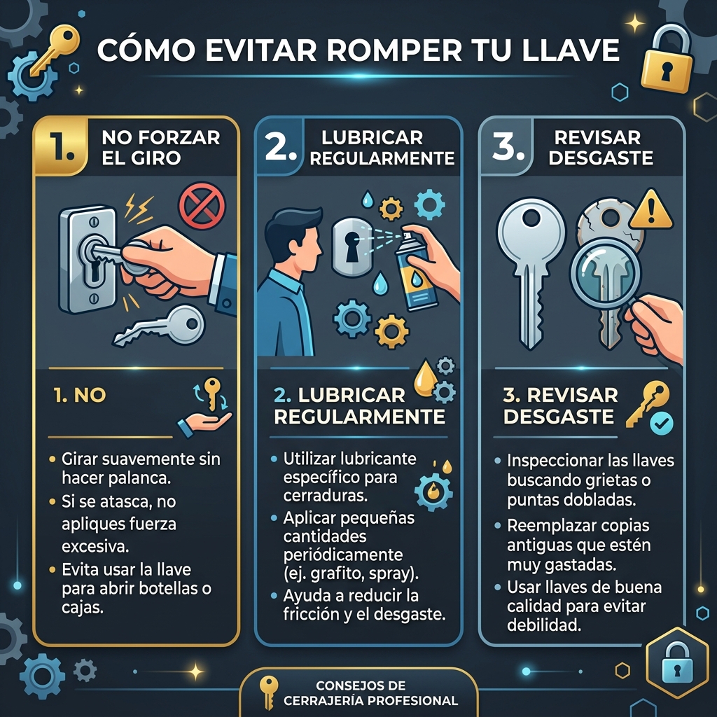 InfografÃa: Cómo evitar romper tu llave dentro de la cerradura