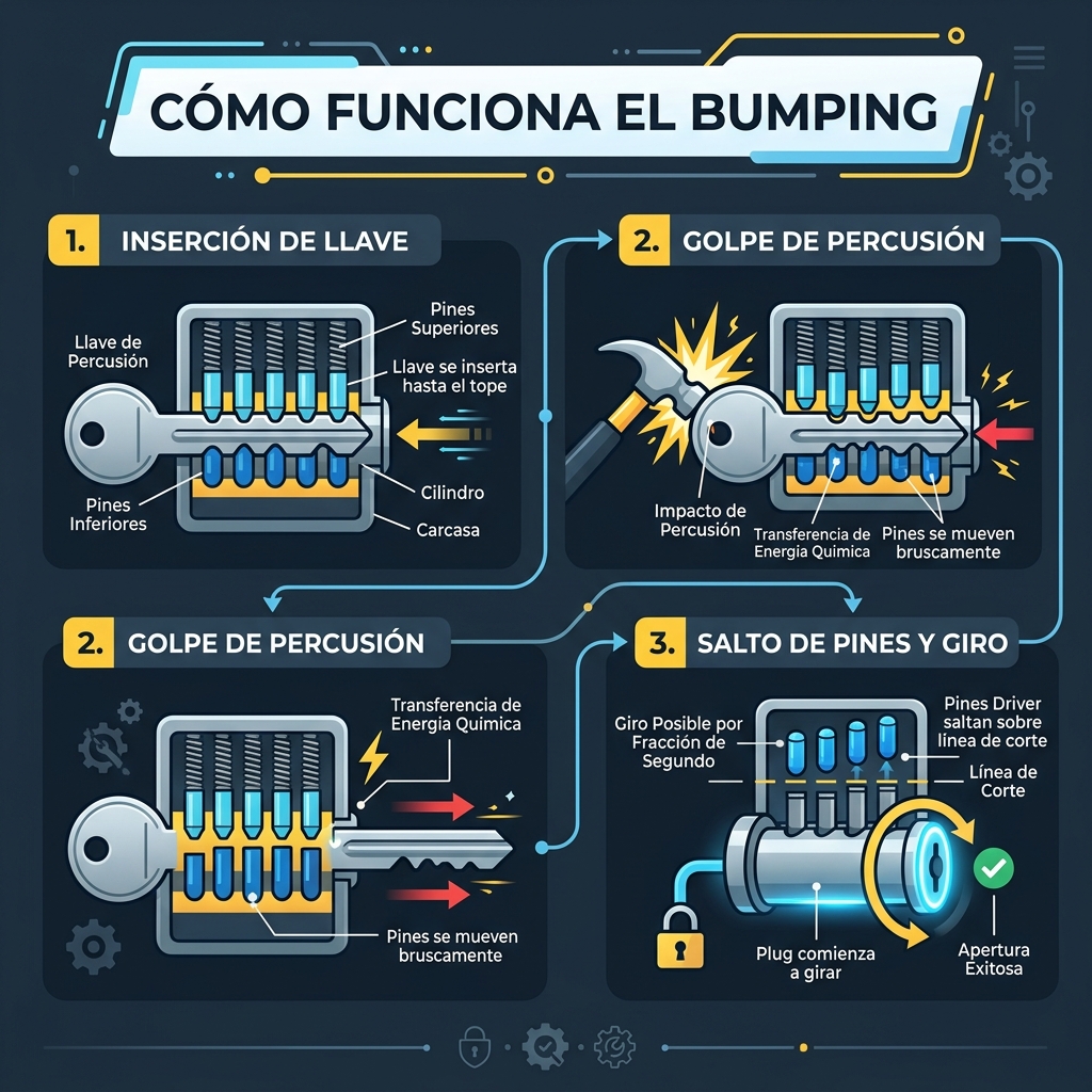 Infografía educativa: Cómo funciona el método bumping mecánicamente
