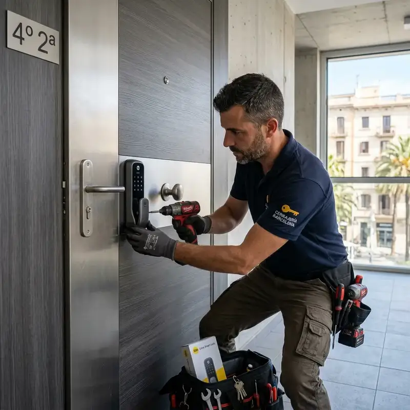 Cerrajero realizando reparación de cerradura en Sant Martí
