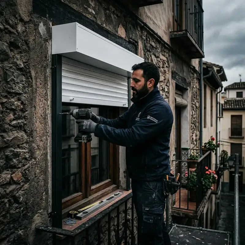 Instalación de cajón de persiana nueva en fachada de Barcelona